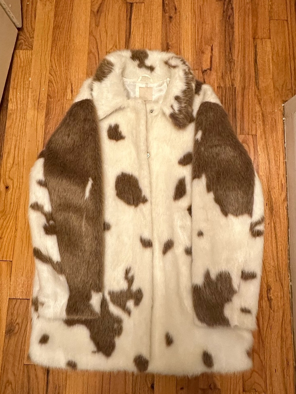 H&M Cream & Brown Faux Fur Pea Coat